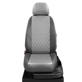 Авточехлы для Hyundai Solaris 2 с 2017-2020 г., седан, хэтчбек, перфорация, экокожа, цвет светло-серый, тёмно-серый