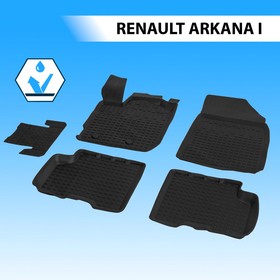 Коврики в салон автомобиля литьевые Rival, Renault Arkana 2019-н.в., литьевой полиуретан, с крепежом , 5 шт., 64709001 7846806