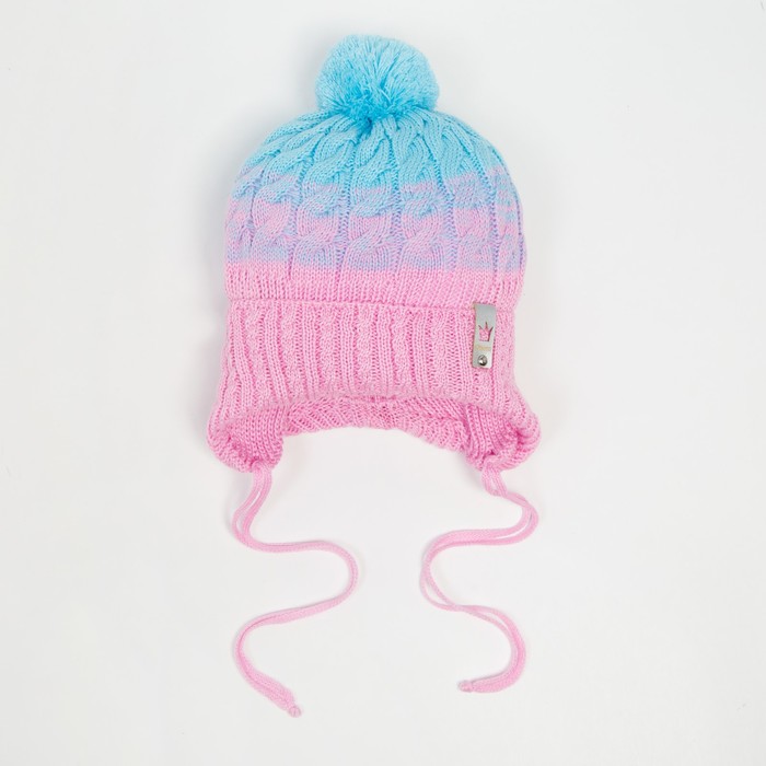 Шапка для девочки А.00-0025312, цвет розовый/голубой, размер 44-47 см - фото 801084072