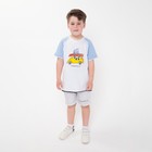 Комплект для мальчика (шорты, футболка), цвет белый/меланж, рост 116 см - фото 6881028