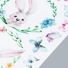 Наклейка пластик интерьерная цветная "Зайчики в цветочных веночках" 30х90 см - фото 801085196
