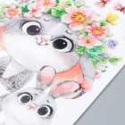 Наклейка пластик интерьерная цветная "Мама зайка в цветочном венке с зайчатами" 40х60 см - фото 801085226