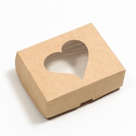 Коробка складная "Сердца", крафт, 10 х 8 х 3,5 см