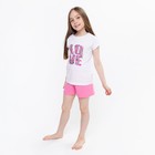 Пижама для девочки, цвет белый/розовый, рост 104 - фото 6882572