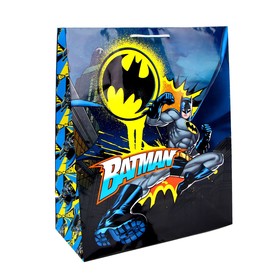 Пакет подарочный Batman, большой, 33.5 × 40.6 × 15.5 см, цвет сине-чёрный