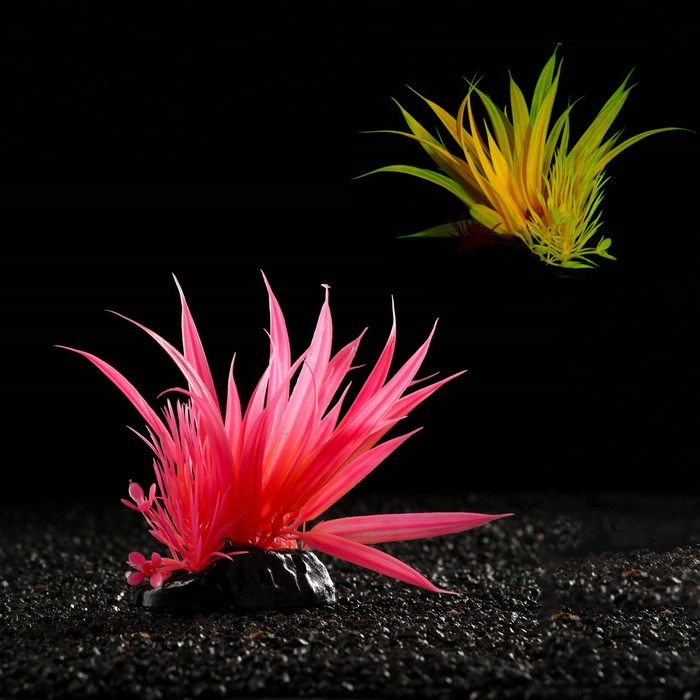 Растение искусственное аквариумное, светящееся, 10 см, красное - фото 3009045