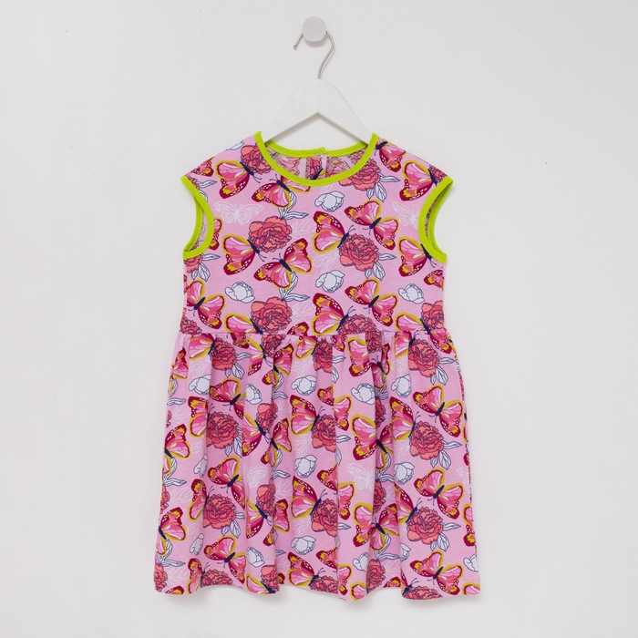 Платье для девочки, цвет розовый/бабочки, рост 122 - фото 5039886