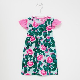 Платье для девочки, цвет зеленый/цветы, рост 86
