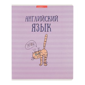 Тетрадь предметная "Котяра", 48 листов в клетку "Английский язык", обложка мелованный картон, глянцевая ламинация, блок офсет