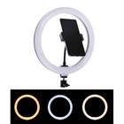 Светодиодная кольцевая лампа 26 см, пульт управления светом/держатель для телефона, чёрная - фото 5012834
