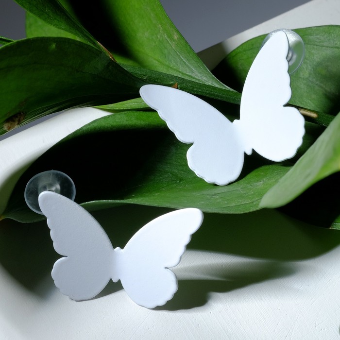 Серьги металл "Яркость" бабочки, цвет белый - фото 4017517