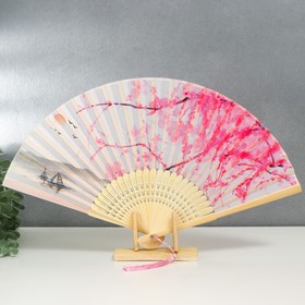 Fan bamboo, textile H = 23 cm 