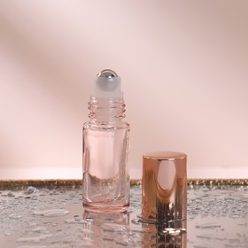 Флакон стеклянный для парфюма, с металлическим роликом, 5 мл, цвет розовый/розовое золото