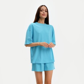 Пижама женская (футболка и шорты) KAFTAN Basic р. 40-42, голубой 7677136