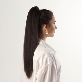 Хвост накладной искусственный 60(±5)см волос прямой матт 100гр на крабе каштан SHT6А QF