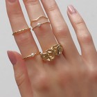 Кольцо набор 5 штук "Идеальные пальчики" изящность, цвет белый в золоте - фото 4039610