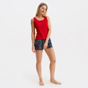 Комплект женский (майка, шорты), цвет красный, размер 48
