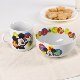 Набор детской посуды "Микки" 2 предмета: салатник, кружка, Микки Маус и его друзья,