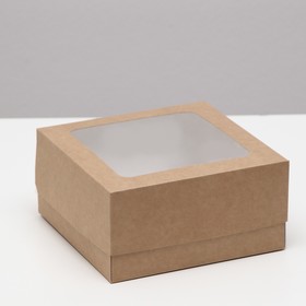 Коробка под бенто-торт, крафт, 16 х 16 х 8 см