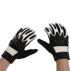 Перчатки мотоциклетные с защитными вставками, кожаные, размер L, черно-белый