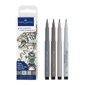 Набор капиллярных ручек Faber-Castell Pitt Artist Pens Comic Shading Brush, 4 цвета