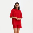 Пижама женская (футболка и шорты) KAFTAN Basic р. 40-42, цвет красный - фото 5073237