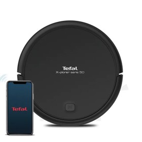 Робот-пылесос Tefal RG7365WH, 30 Вт, сухая/влажная уборка, 0.44 л, черный