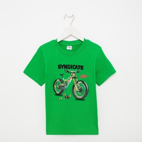Футболка для мальчика, цвет зеленый/велосипед, рост 110 см