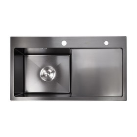 Мойка кухонная AVINA HM 7843 L black, врезная, выпуск 3 1/2, левая, 780х480х210 мм, черный