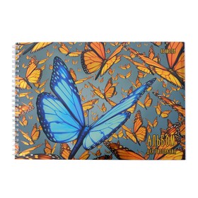 Альбом для рисования А4, 40 листов, на гребне Butterfly, обложка мелованный картон, твин-лак, блок 110 г/м²