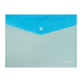 Папка-конверт на кнопке А5, 240 х 180 мм, 350 мкм, deVENTE, Glitter Shine, фактура "песок" с блестками, сверкающий бирюзовый