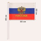 Флаг России с гербом, 20 х 30 см, шток 40 см