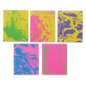 Тетрадь 96 листов в клетку "Экспрессия", обложка мелованный картон, неоновые краски, блок офсет, МИКС