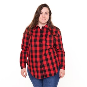 Рубашка женская, красно-чёрная клетка, размер 50