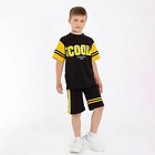 Комплект для мальчика (футболка, шорты), цвет чёрный, рост 134 см - фото 7248362