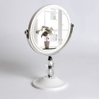Зеркало настольное, двустороннее, с увеличением, d зеркальной поверхности 14,5 см, цвет белый - фото 74511