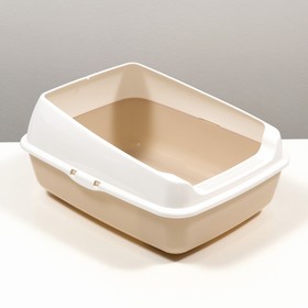 Лоток для кошек без сетки, бежевый, 50,5 х 39 х 23 см