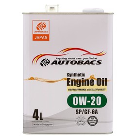 Масло моторное AUTOBACS 0/20 Synthetic, синтетическое, SP/GF-6, 4 л, A00032424 7984819