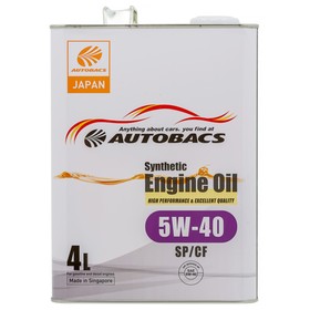 Масло моторное AUTOBACS 5/40 Synthetic, синтетическое, SP/CF, 4 л, A00032432 7984834
