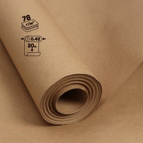 Крафт-бумага в рулоне, 420 мм x 20 м, плотность 78 г/м2, Марка А (Коммунар), Calligrata