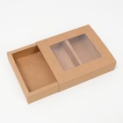 Коробка складня, пенал, с окном, крафтовая, 18 х 16 х 4 см 7644130