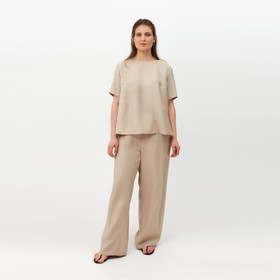 Комплект женский (футболка, брюки) MINAKU: Enjoy цвет бежевый, р-р 50