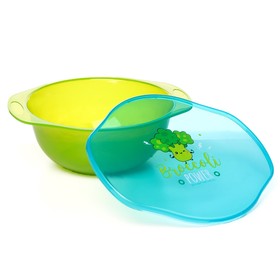 Тарелка для кормления "Broccoli Power", c крышкой, цвет зеленый