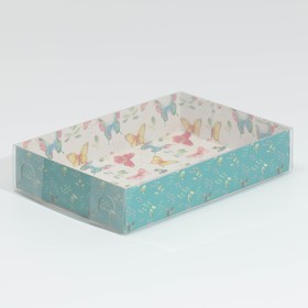 Коробка для макарун с подложками с PVC крышкой «Бабочки», 17 х 12 × 3,5 см