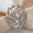 Кольцо для платка "Спираль" с жемчужиной, цвет белый в серебре - фото 7065511