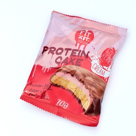 Печенье протеиновое "Fit Kit Protein CAKE" со вкусом клубники со сливками , 70 г