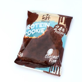 Печенье глазированное "Fit Kit Protein chocolate сookie" со вкусом кокосового флана , 50г