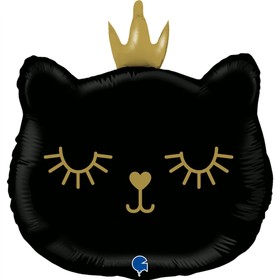 Шар фольгированный 26" «Котёнок-принцесса», фигура, цвет чёрный