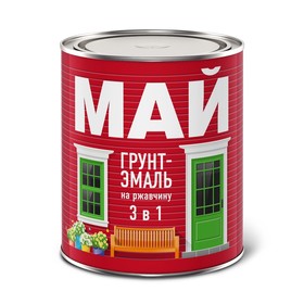 Грунт-эмаль МАЙ на ржавчину 3 в 1 белая, 0,8кг 7917479