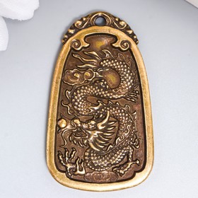 Сувенир латунь "Китайский дракон на медальоне" 4,2х2,5 см